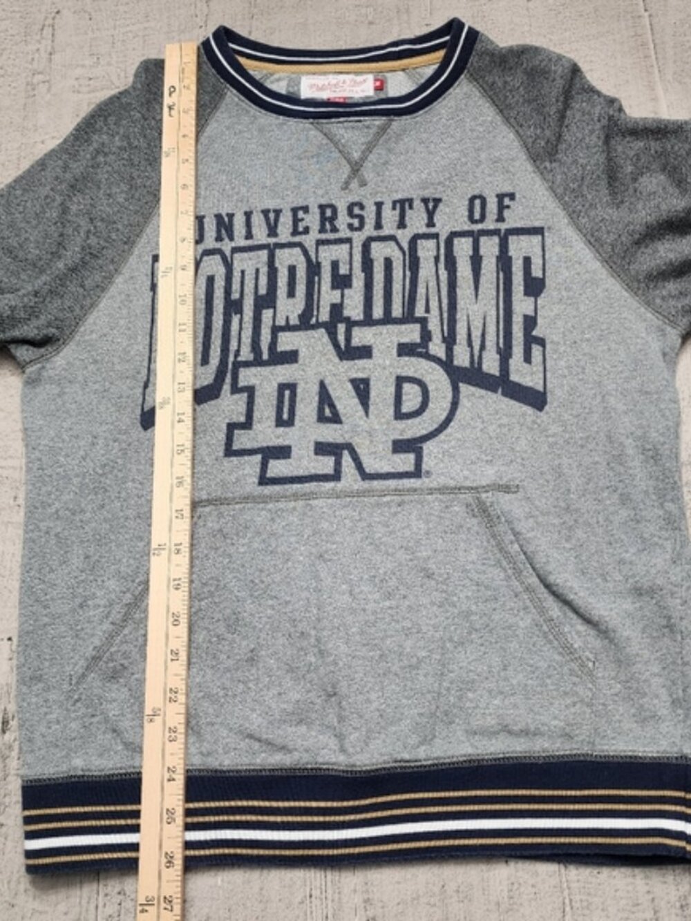 Notre Dame NCAA Mitchell&Ness‎ Size M Gray Men's Long Sleeve Crewneck Sweatshirt - Picture 8 of 9